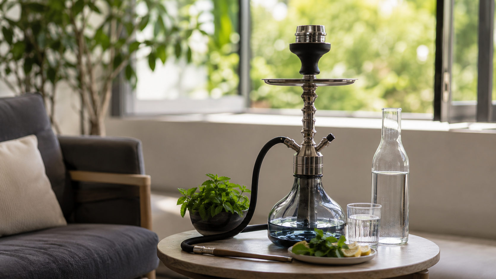 Shisha equipment in a ventilated social setting